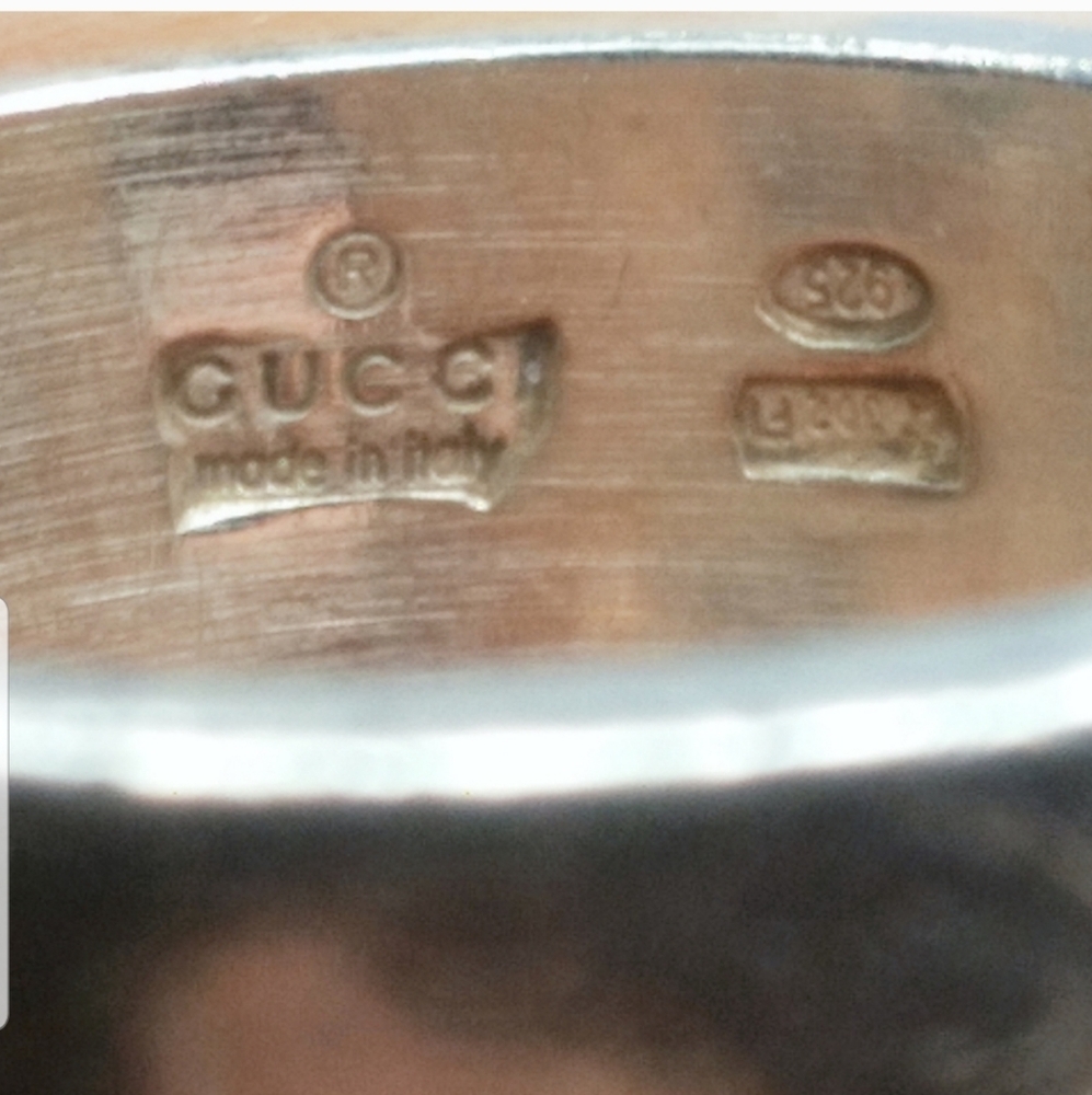 Gucci silver 925 G logo Cutout Ring sz. 4 - Picture 5 of 11